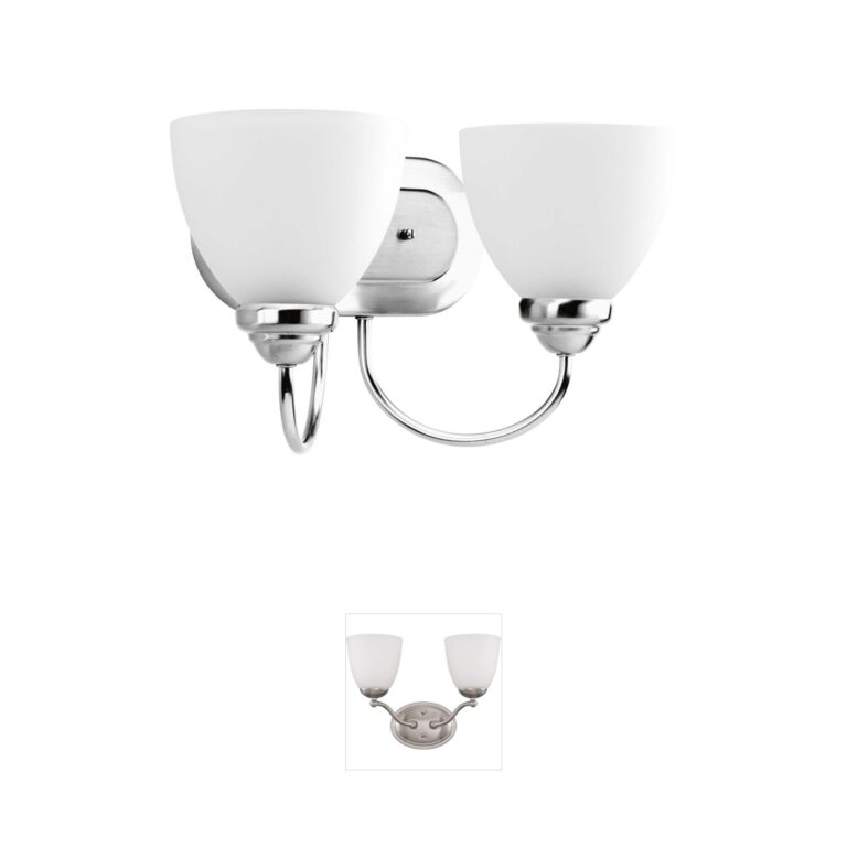 Progress Heart Collection Two-Light Polished Chrome Etched Glass Vanity Light