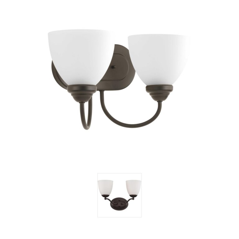 Progress Lighting Heart Collection Two-Light Steel Vanity with Etched Glass