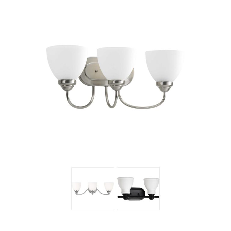 Progress Lighting Heart Collection 3-Light Brushed Nickel Vanity with Etched Glass