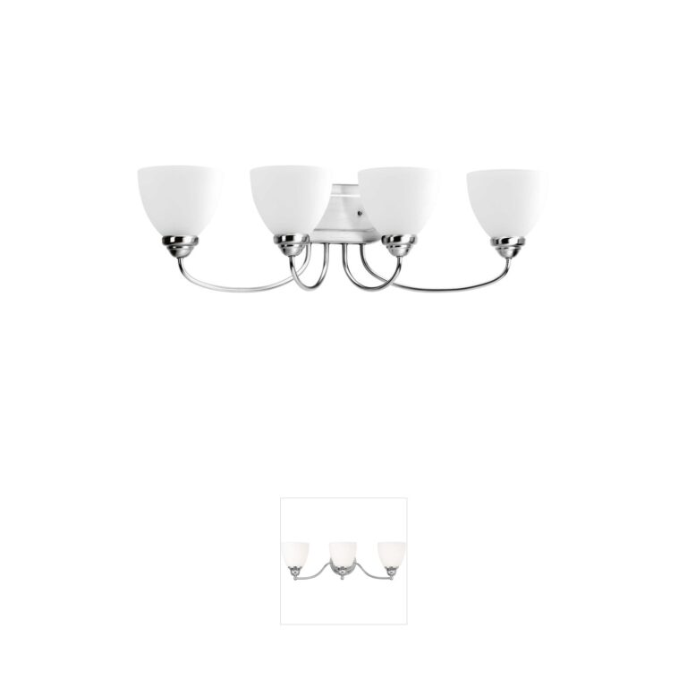 Progress Lighting Heart Collection 4-Light Polished Chrome Vanity with Etched Glass