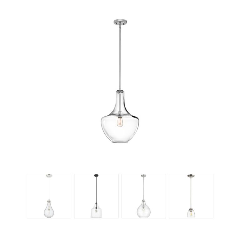 Kichler Everly Chrome Pendant Light with Clear Glass