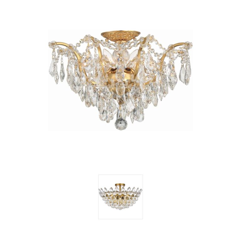 Crystorama Filmore Swarovski Strass Crystal Antique Gold Flush Mount