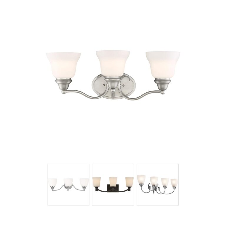 Savoy House Yates 3-Light Pewter Bathroom Vanity Light with White Glass