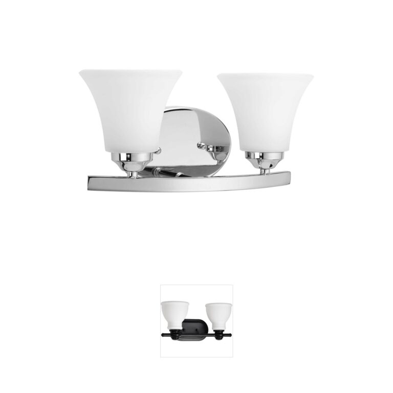 Progress Lighting Adorn 2-Light Polished Chrome Vanity with Etched Glass