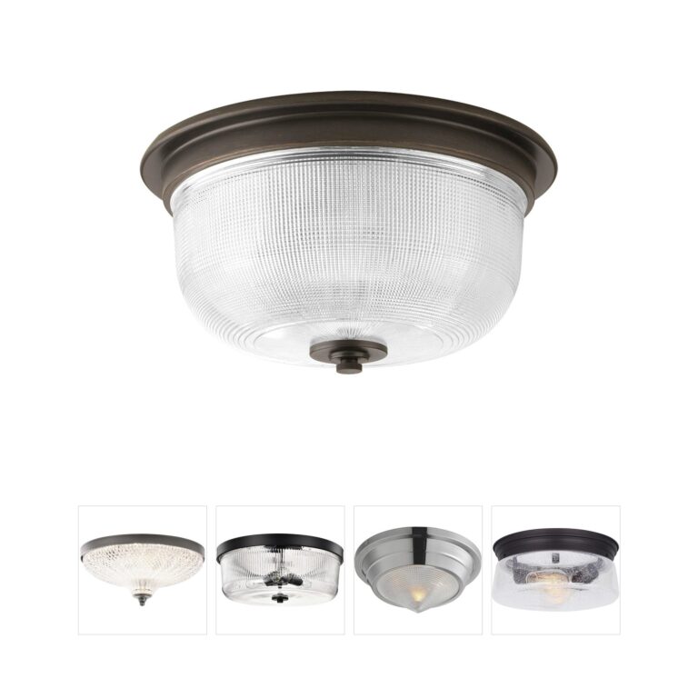 Progress Lighting Archie 2-Light Venetian Bronze Flush Mount with Clear Double Prismatic Glass