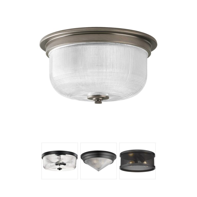Progress Lighting Archie Antique Nickel Flush Mount with Clear Double Prismatic Glass