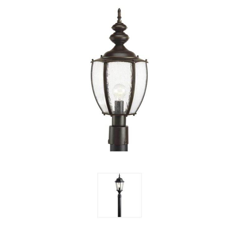 Progress Lighting Roman Coach Antique Bronze Outdoor Post Lantern with Clear Seeded Glass