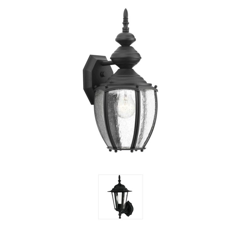 Progress Lighting Roman Coach Textured Black Clear Seeded Glass Outdoor Wall Lantern