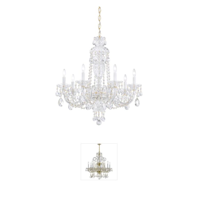 Schonbek Sterling 7-Light Aurelia Gold Chandelier with Swarovski Crystals