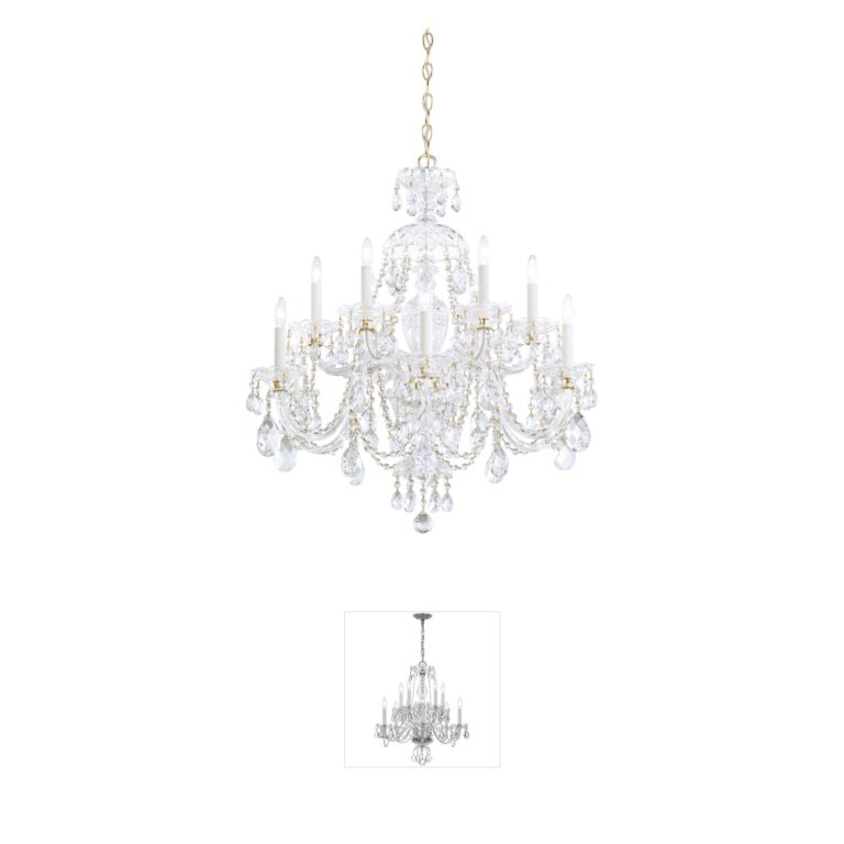 Schonbek Sterling 12-Light Aurelia Gold Chandelier with Swarovski Crystals
