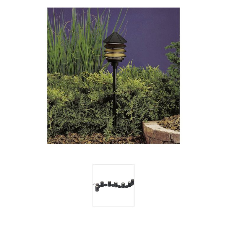 Kichler Six Groove Textured Black Aluminum Path and Spread Light