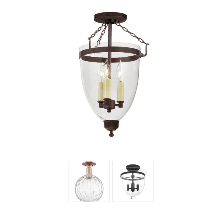 JVI Designs Danbury Collection Oil Rubbed Bronze Semi-Flush Mount with Clear Glass