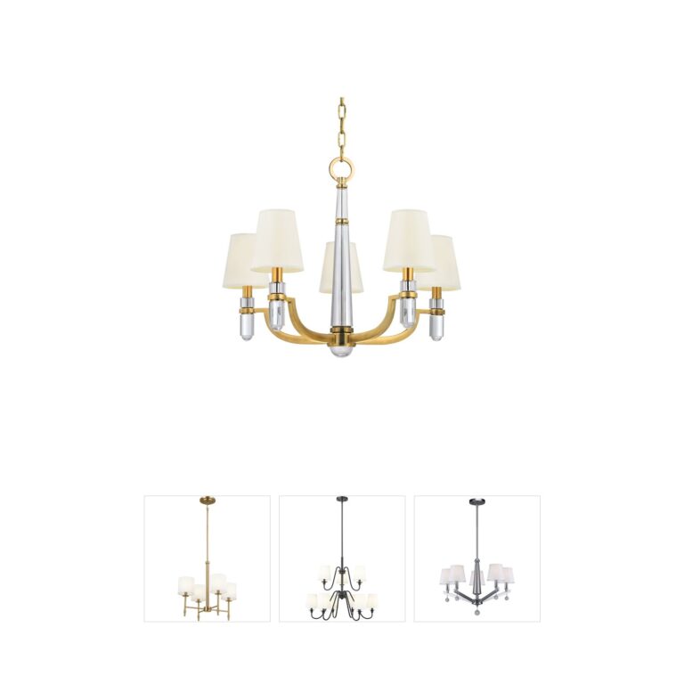 Hudson Valley Dayton Aged Brass Chandelier with Silk Shades
