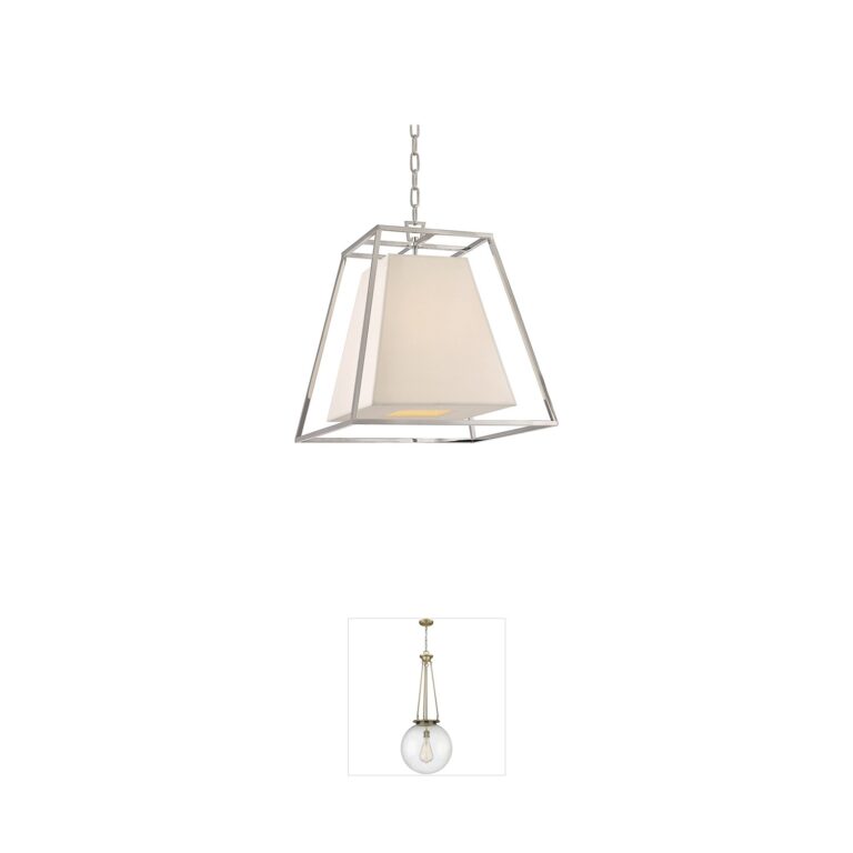 Hudson Valley Kyle Pendant - Polished Nickel & Silk Shade