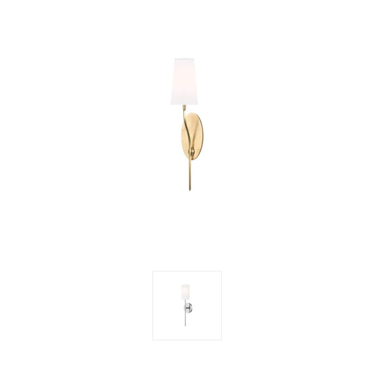 Hudson Valley Rutland Aged Brass and White Faux Silk Wall Sconce