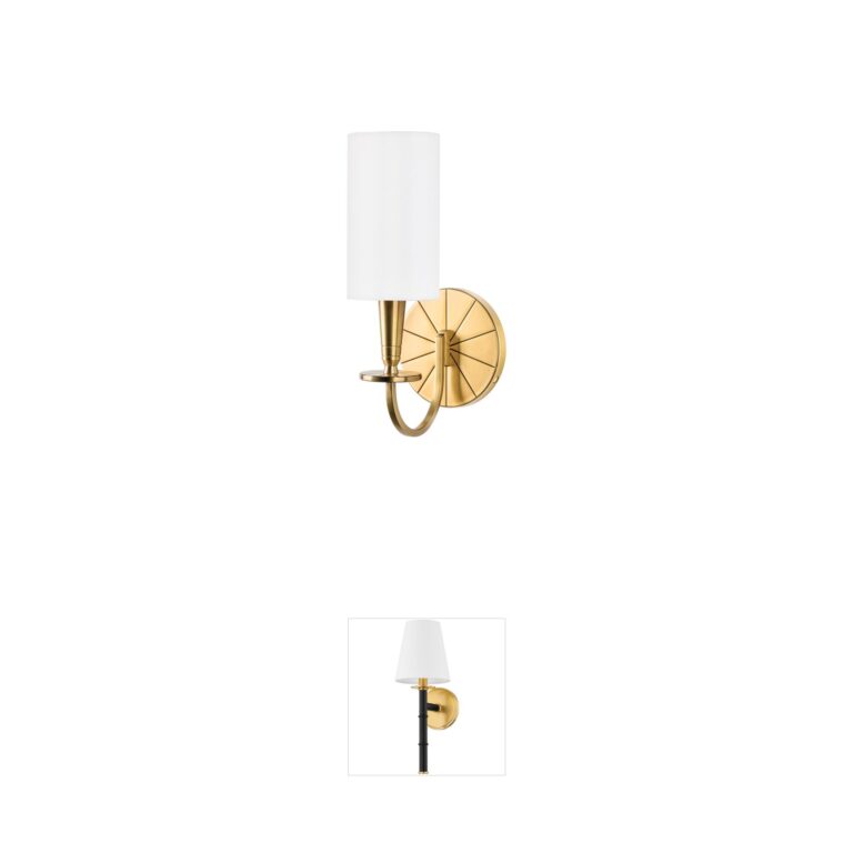 Hudson Valley Mason Aged Brass Wall Sconce with Faux Silk Shade