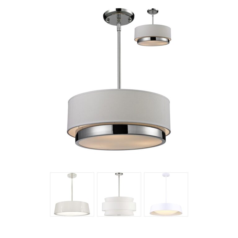 Z-Lite Jade 3-Light Chrome Chandelier with White Linen Shade