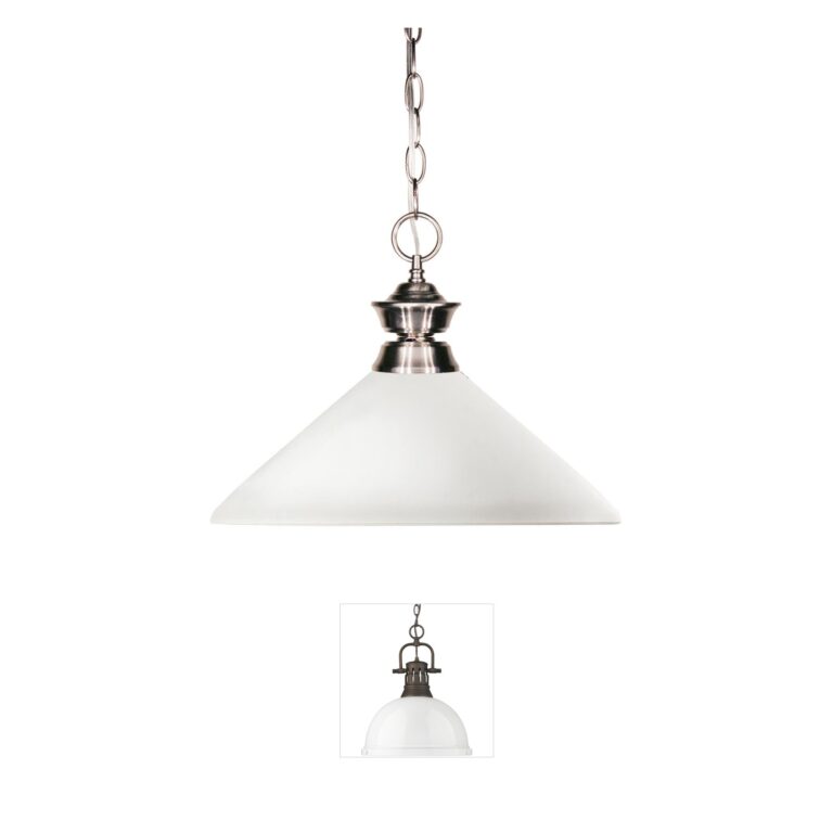 Z-Lite Shark Collection Brushed Nickel Pendant with Matte Opal Shade