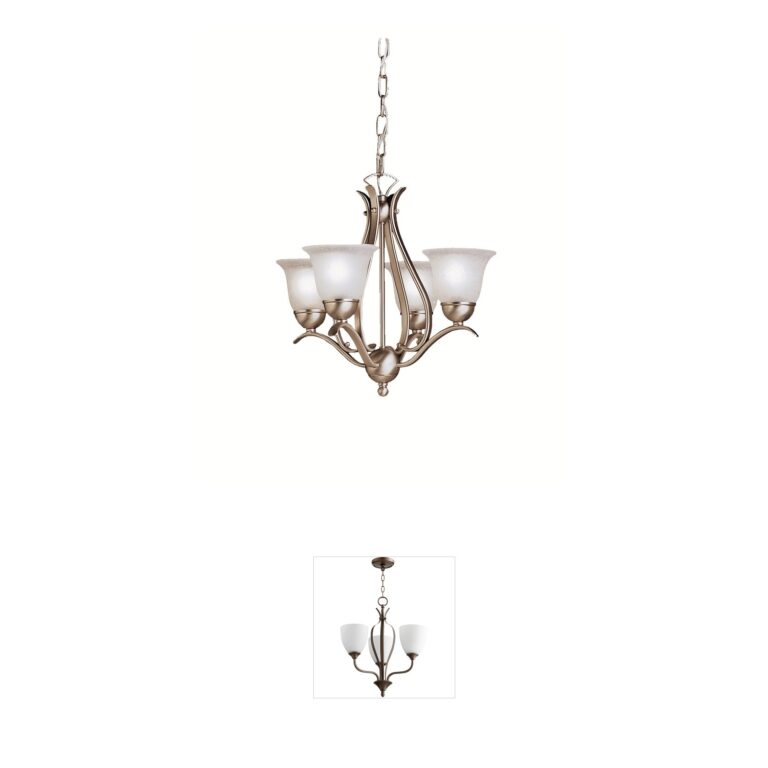Kichler Dover Brushed Nickel Mini Chandelier with Etched Seeded Glass
