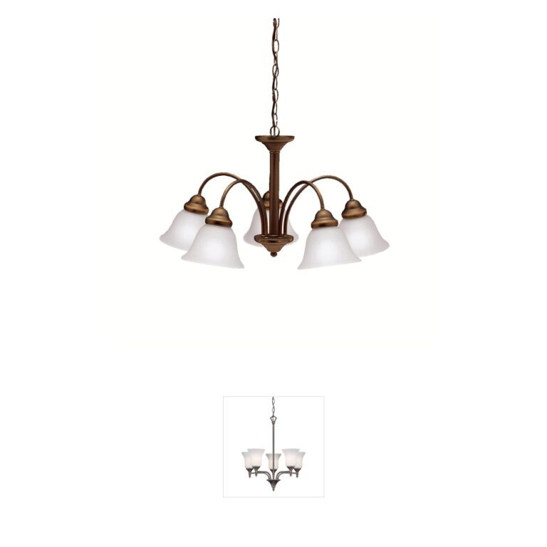 Kichler Wynberg 5-Light Olde Bronze Chandelier with Satin Etched Glass