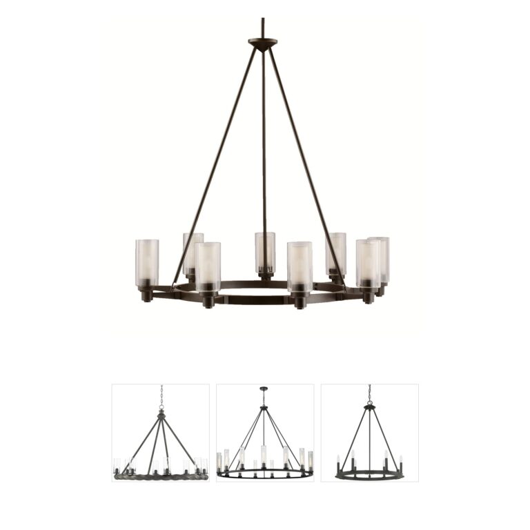 Kichler Circolo 9-Light Olde Bronze Chandelier with Dual Glass Cylinders