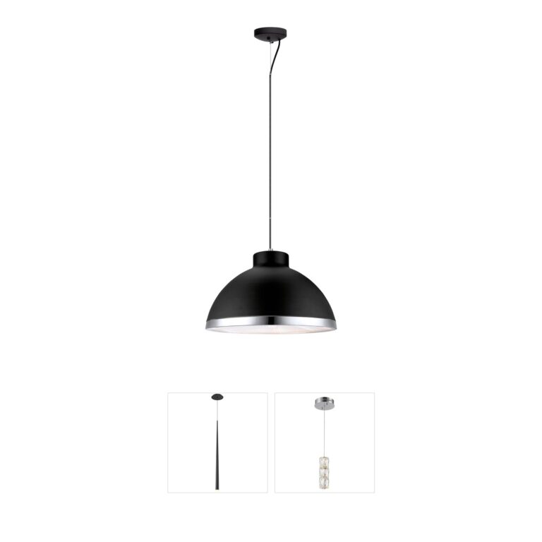Eglo Debed Black & Chrome Clear Plastic Retro Pendant