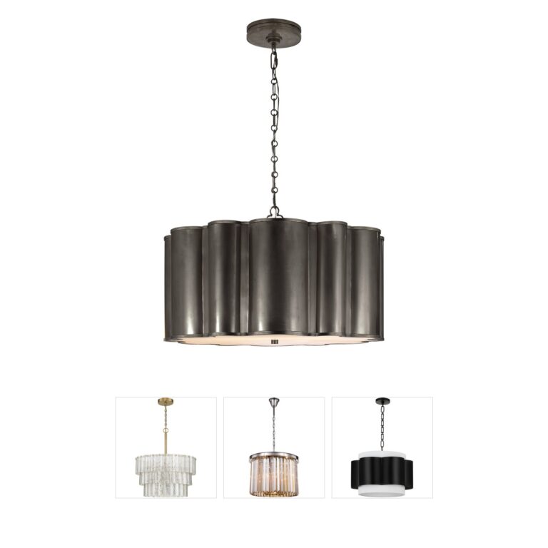 Visual Comfort Signature Collection Alexa Hampton Markos Bronze Hanging Shade with Frosted Acrylic