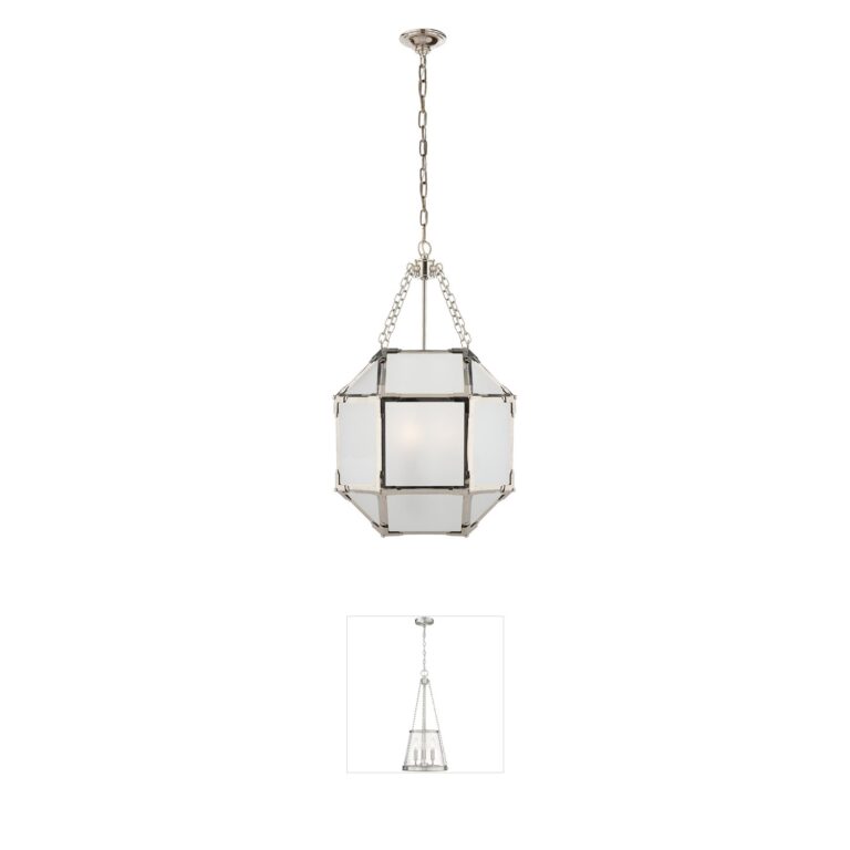 Visual Comfort Signature Collection Suzanne Kasler Morris Polished Nickel Frosted Glass Lantern