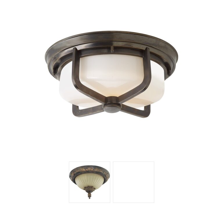 Visual Comfort Signature Collection Thomas O'Brien Milton Bronze Flush Mount with White Glass
