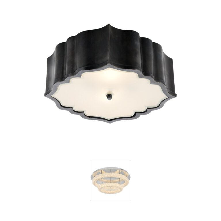 Visual Comfort Signature Collection Alexa Hampton Balthazar Gun Metal Flush Mount with Frosted Glass