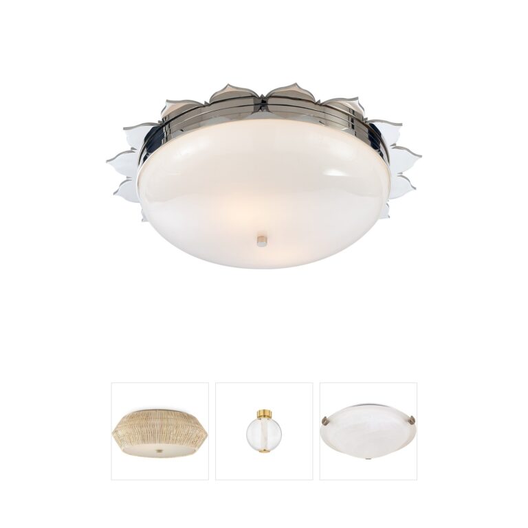 Visual Comfort Signature Collection Alexa Hampton Rachel Polished Nickel and White Glass Flush Mount