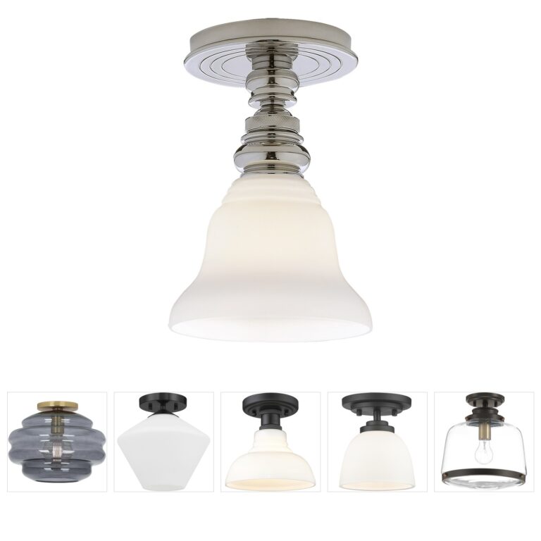 Visual Comfort Signature Collection Chapman & Myers Boston Polished Nickel Flush Mount with White Glass