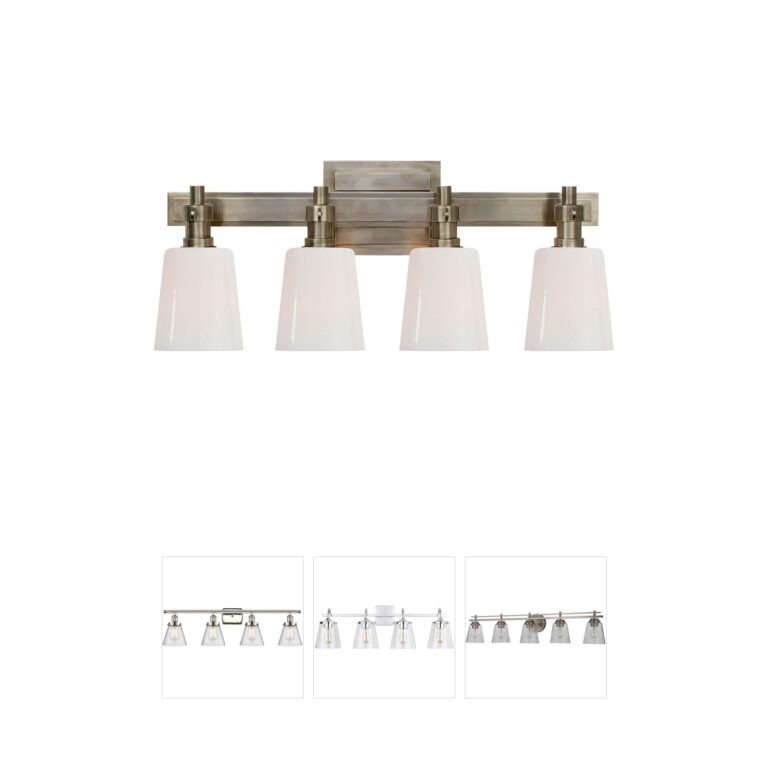 Visual Comfort Signature Collection Thomas O'Brien Bryant2 Four-Light Bath Sconce with White Glass and Antique Nickel