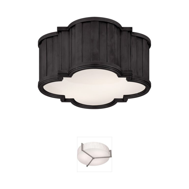 Visual Comfort Signature Collection Thomas O'Brien Tilden Bronze and White Glass Flush Mount