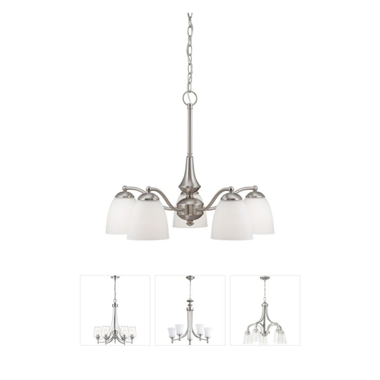 Nuvo Patton Brushed Nickel Frosted Glass Chandelier