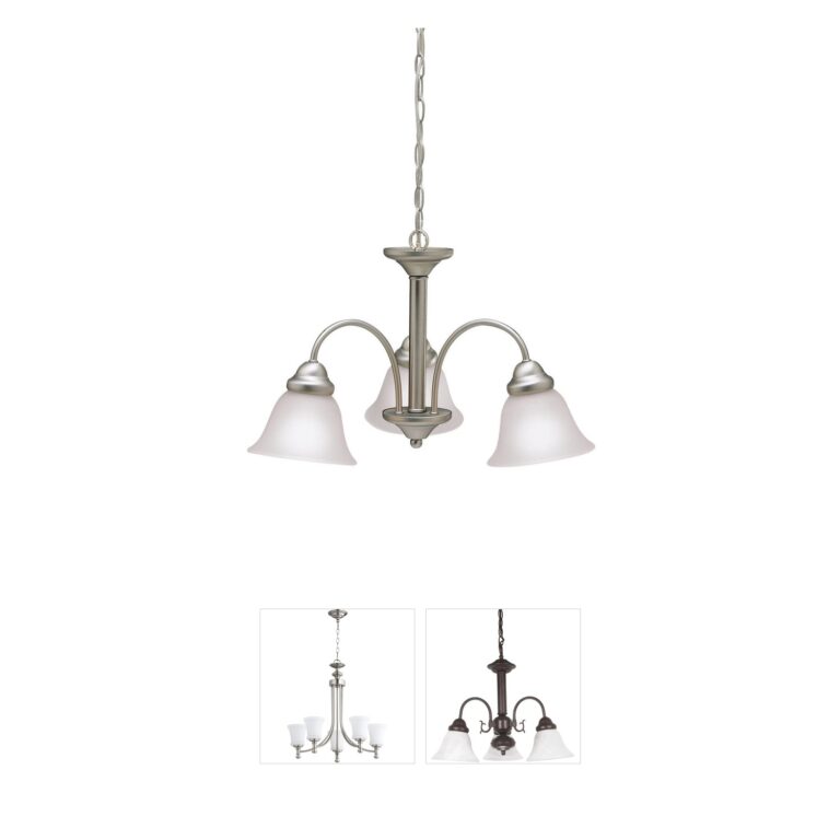 Kichler Wynberg 3-Light Brushed Nickel Chandelier with Satin Etched Glass