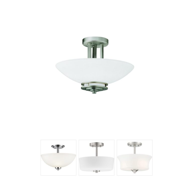 Kichler Hendrik Brushed Nickel Steel Semi-Flush Light with Satin Etched Opal Glass