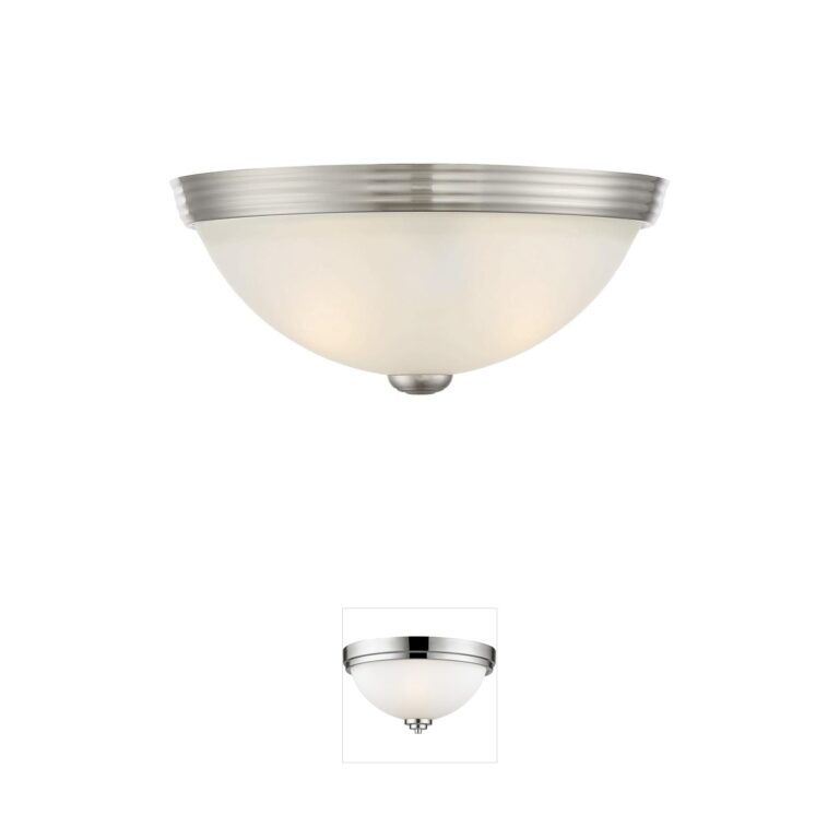 Savoy House Stella 11-Inch Satin Nickel Flush Mount with White Etched Glass