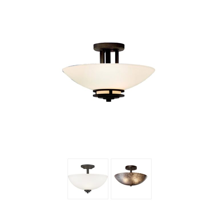 Kichler Hendrik Olde Bronze Steel Semi-Flush Light with Light Umber Glass