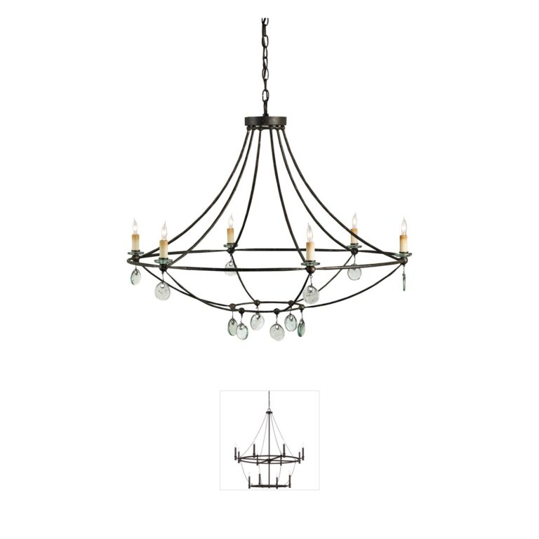 Currey & Company Novella 6-Light Wrought Iron and Recycled Glass Chandelier