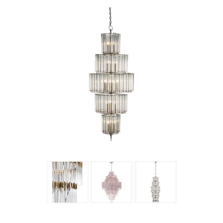 Currey & Company Bevilacqua Silver Leaf and Glass Chandelier