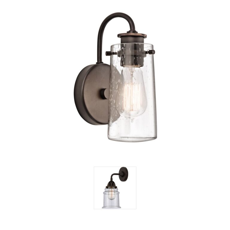 Kichler Braelyn 1-Light Olde Bronze Wall Sconce with Clear Seeded Glass