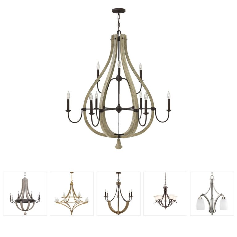 Fredrick Ramond Middlefield Wood and Steel Two-Tier Chandelier