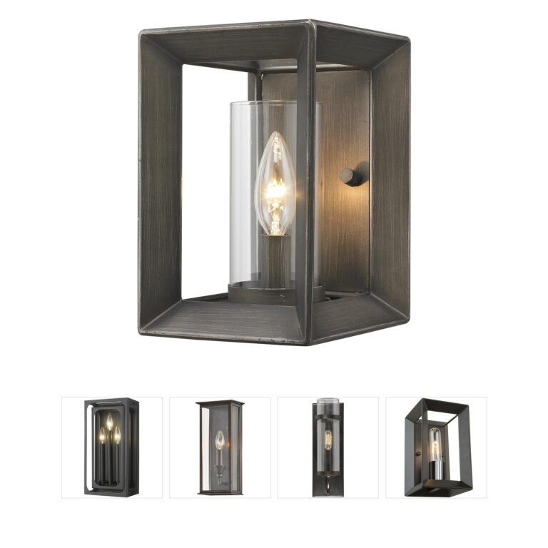 Golden Lighting Smyth 1-Light Gunmetal Bronze Wall Sconce with Clear Glass