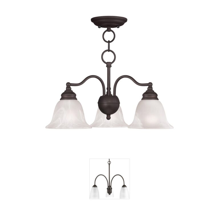 Livex Lighting Essex Collection Bronze Chandelier with White Alabaster Glass