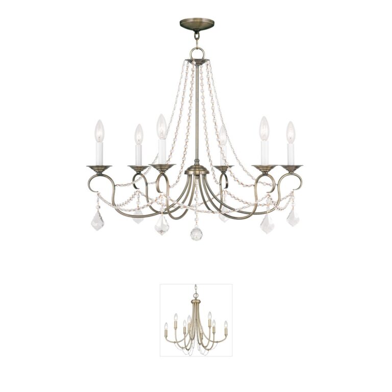 Livex Lighting Pennington Collection Antique Brass Steel Chandelier