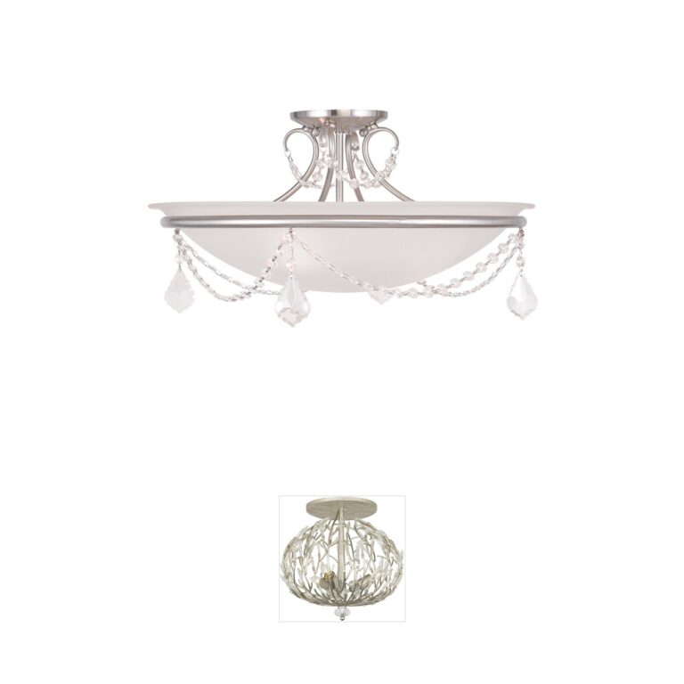 Livex Lighting Chesterfield/Pennington 20" Brushed Nickel Semi-Flush Mount with Crystals