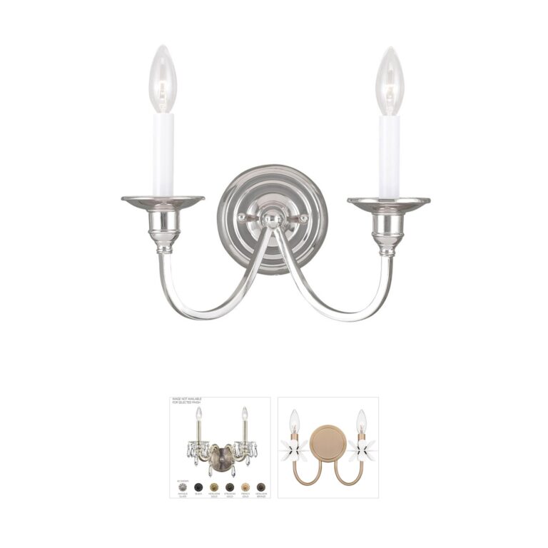 Livex Lighting Cranford 2-Light Polished Nickel Steel Wall Sconce