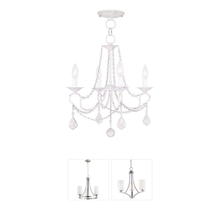 Livex Lighting Pennington Antique White Steel Mini Chandelier