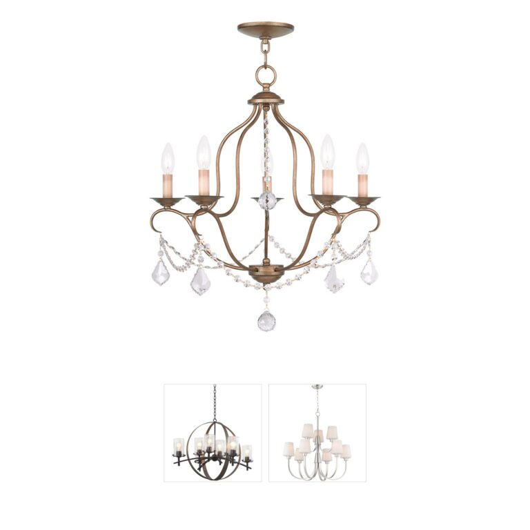 Livex Lighting Chesterfield Steel Chandelier with Clear Crystals